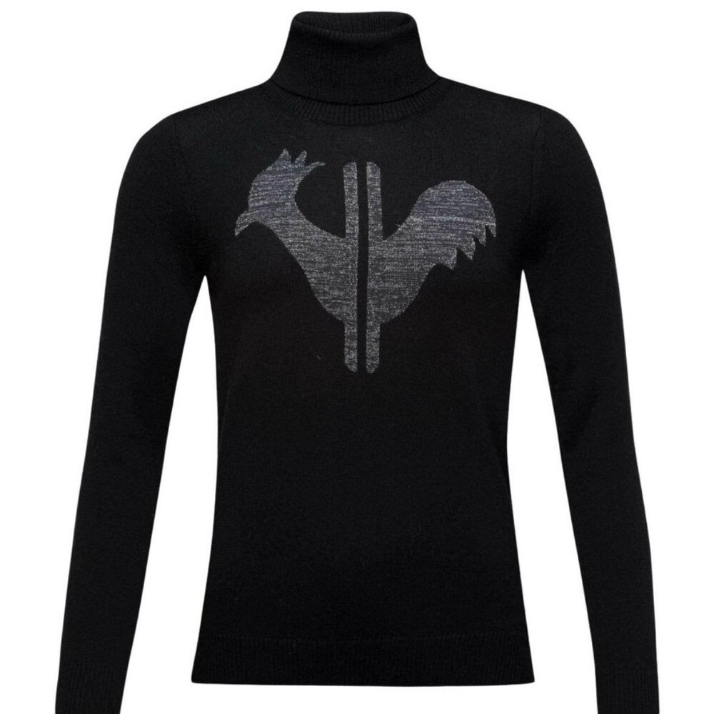 Rossignol Black Turtleneck Sweater with Silver Logo - excellent condition